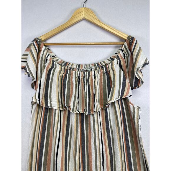 Speed Control New York Striped Off-the-Shoulder Dress 3X Cotton Blend - Picture 3 of 7